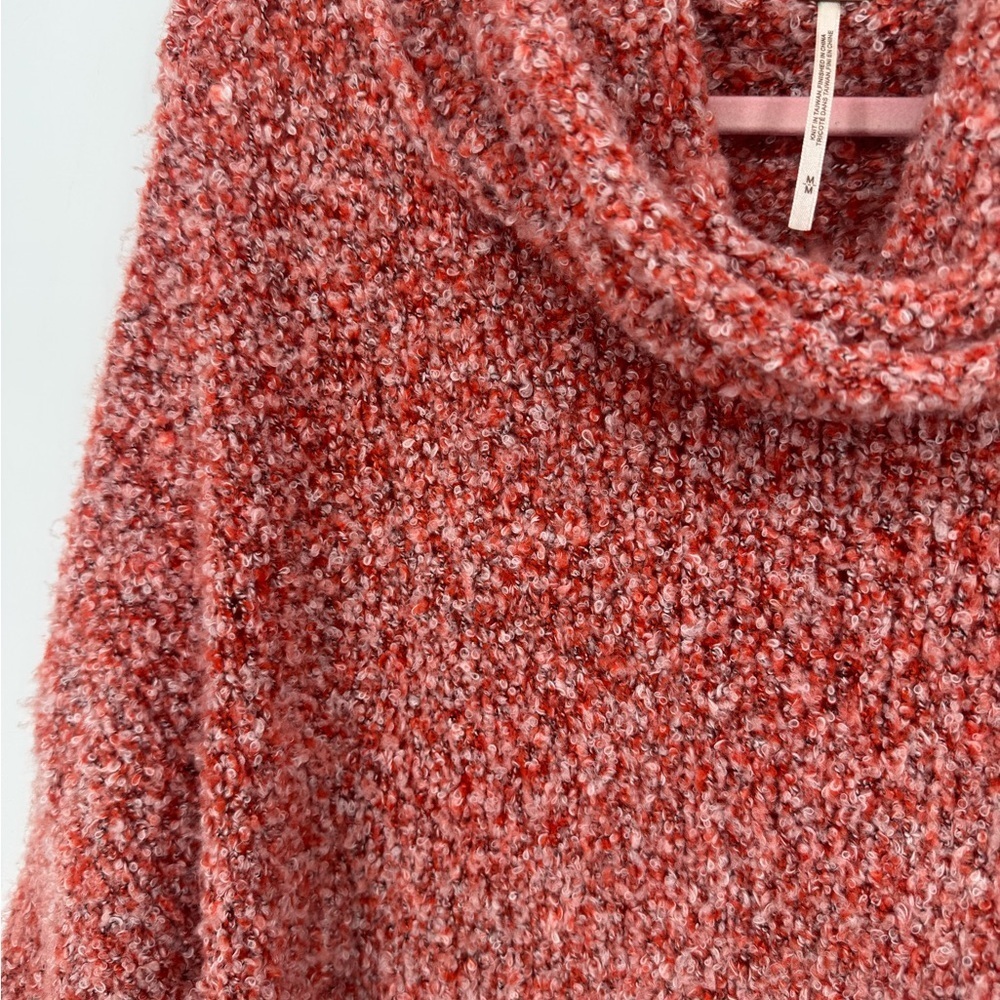 Free People Women's BFF Cowl Neck Textured Sweater In Scarlet Flame Size Medium - Picture 9 of 14